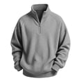 thumbnail image 4 of Atogsazn Kids Boys Waffle Sweatshirts Childrens Half Zip Long Sleeve Sweater Pullove Loose Fit Tops Gray 7-8 Years Fashion, 4 of 9