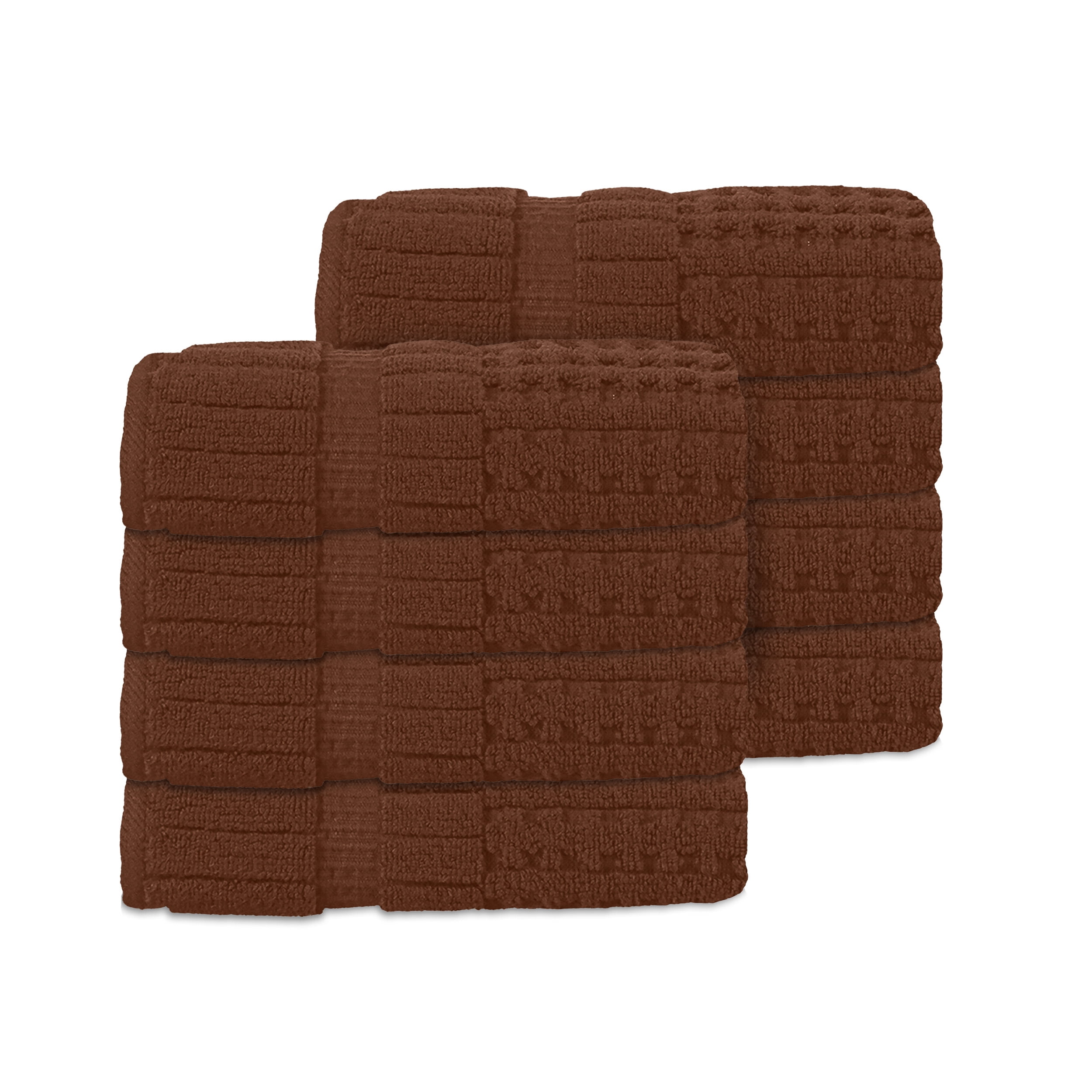 Home Weavers Willow Collection Hand Towels Set of 8 | 100% Cotton Zero Twist | 630 GSM Thick Plush | Soft, Highly Absorbent & Quick Dry | Hotel Quality Luxury Hand Towels | 16x24 Inch | Chocolate