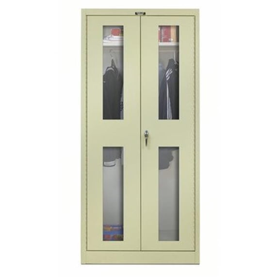 Hallowell 845W24SVA-PT 800 Series Stationary Wardrobe Cabinet, 48 in. W x 24 in. D x 78 in. H, 729 Parchment, Single Tier, Double Safety-View Door, 1-Wide, Assembled