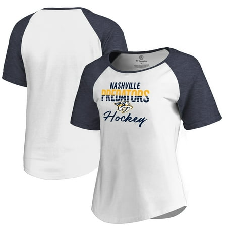Nashville Predators Fanatics Branded Women's Free Line Raglan Scoop Neck Tri-Blend T-Shirt - White/Navy