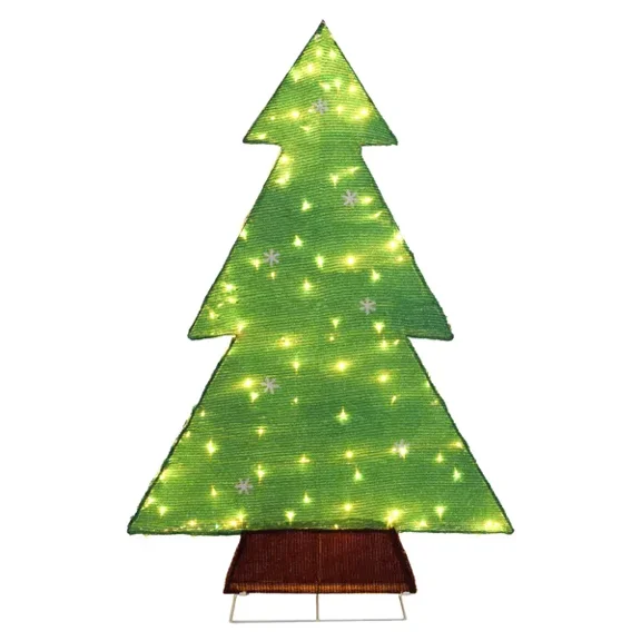 4FT Lighted Christmas Tree Yard Decorations, Pre-lit Holiday Decor with 110 Warm White LED Lights for Xmas Outdoor Indoor Decor Lighted Holiday Displays