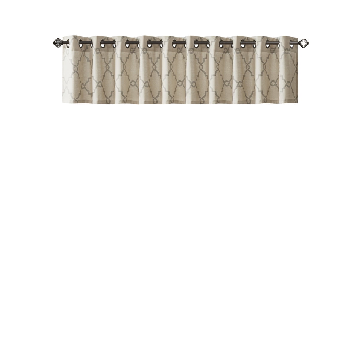 MAYEERTY 50x18" Fretwork Print Grommet Top Valance Beige/Grey