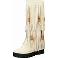 thumbnail image 6 of Women's Fringe Knee High Boots Fashion Round Toe Platform Low Heel Mid Calf Western Cowboy Tassel Boots, 6 of 6