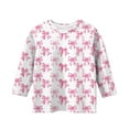 thumbnail image 4 of Spazoro Toddler Girls 3/4 Sleeve Shirts, Casual Round Neck Spring and Fall Knot Bow Print Fashionable Tops for Girls Multicolor Size 7-8T, 4 of 5