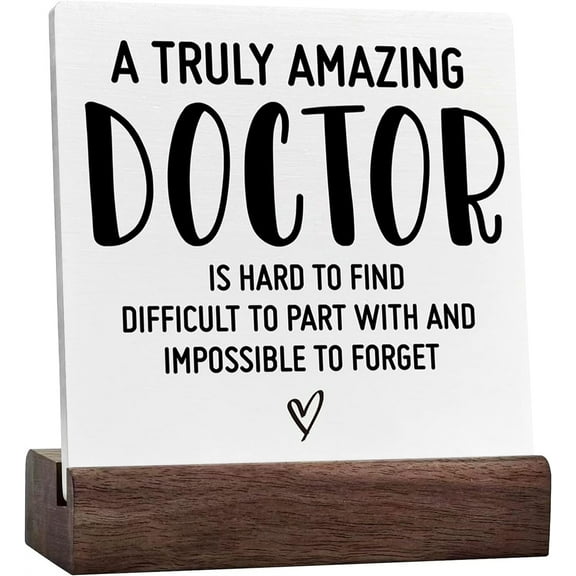 Ceramic Sign 4x4 Inch Doctor Thank You Appreciation Gifts Amazing Doctor Is Hard To Find Best Doctor Doctor Retirement Farewell Going Away New Job Leaving Gift Plaque Sign with Wood Stand