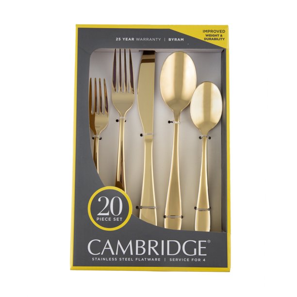Cambridge Byram Gold 20-Piece Stainless Steel Flatware Set