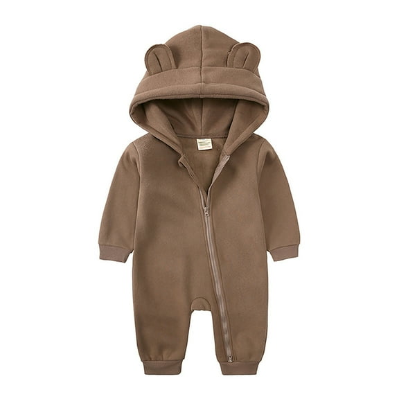 Infant Snowsuit Fleece Jumpsuit Bear Ear Infant Romper Warm Newborn Outfits Baby Girl Baby Clothes Girl 12-18 Months