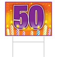 thumbnail image 1 of Beistle 53899 11.5 x 15.5 in. 50 Birthday Plastic Yard Sign, 1 of 5