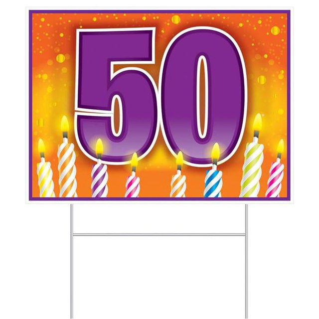 Beistle 53899 11.5 x 15.5 in. 50 Birthday Plastic Yard Sign
