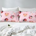 thumbnail image 3 of Erosebridal Drap-Housse Rose pour Filles Taille Simple, Draps de Lit Coccinelle Rouges Mignons pour Enfants et Ados, Draps à Imprimé Libellule Dessin Animé, Ensemble de Lit Fleurs Kawaii Esthétique (Sans Drap du Dessus), 3 of 5