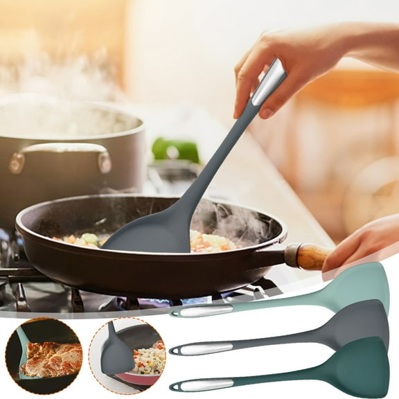 Outoloxit Silicone Spatula for Non-Stick Cookware, Heat Resistant Flexible Turner and Scraper with Stainless Steel Handle for Baking, Frying and Cooking, 15 x 4 Inch