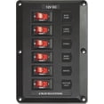 thumbnail image 2 of Blue Sea Power Distribution Box 4352-BSS Circuit Breaker Panel; 12 Volt DC; 45 Amp; 6 Positions; Black; Polycarbonate/ABS; With 15 Square Format Circuit Labels/Mounting Screws, 2 of 3