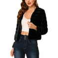thumbnail image 5 of INSPIRE CHIC Women's Long Sleeve Solid Color Collarless Shaggy Soft Faux Fur Coat 2XL Black, 5 of 8