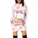 thumbnail image 2 of Sudadera con estampado de bloques de color de HELLO KITTY para mujer, moda informal, holgada, para oficina, manga larga, cuello redondo, sudaderas con capucha, tops de otoño, 2 of 5