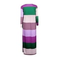 thumbnail image 5 of Henpk Summer Dresses for Women Striped T Shirt Dress Casual Midi Dress Short Sleeve Sundress with Pockets Fashion Winter Sexy Stripe Solid Color Matching Dress Long Coat Sets Purple L, 5 of 5