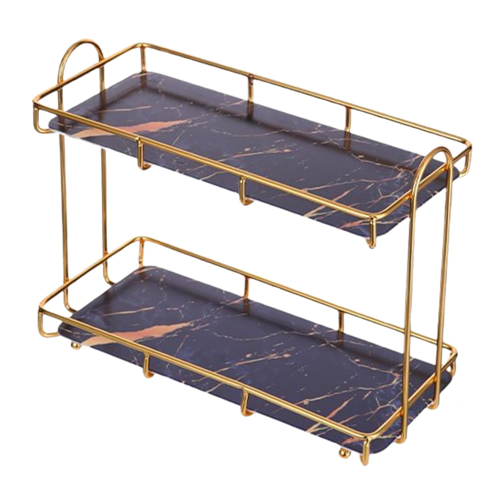 Iron Art Countertop Storage Rack,2 Layer Cosmetic Storage Box Organizer,Lipstick Makeup Holder