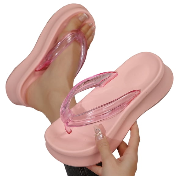 EKVAHL Women's Summer Flip Flops Casual Comfortable Thick Sole Sandals Round Open Toe Beach Sandals for Outdoor Beach Walking and Daily Wear