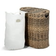 thumbnail image 5 of Seville Classics Hand-Woven Oval Double Laundry Hamper /w Liner, Mocha, 5 of 9