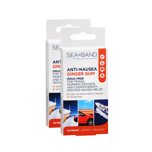 Seaband AntiNausea Ginger Gum 24 Pieces pack of 2