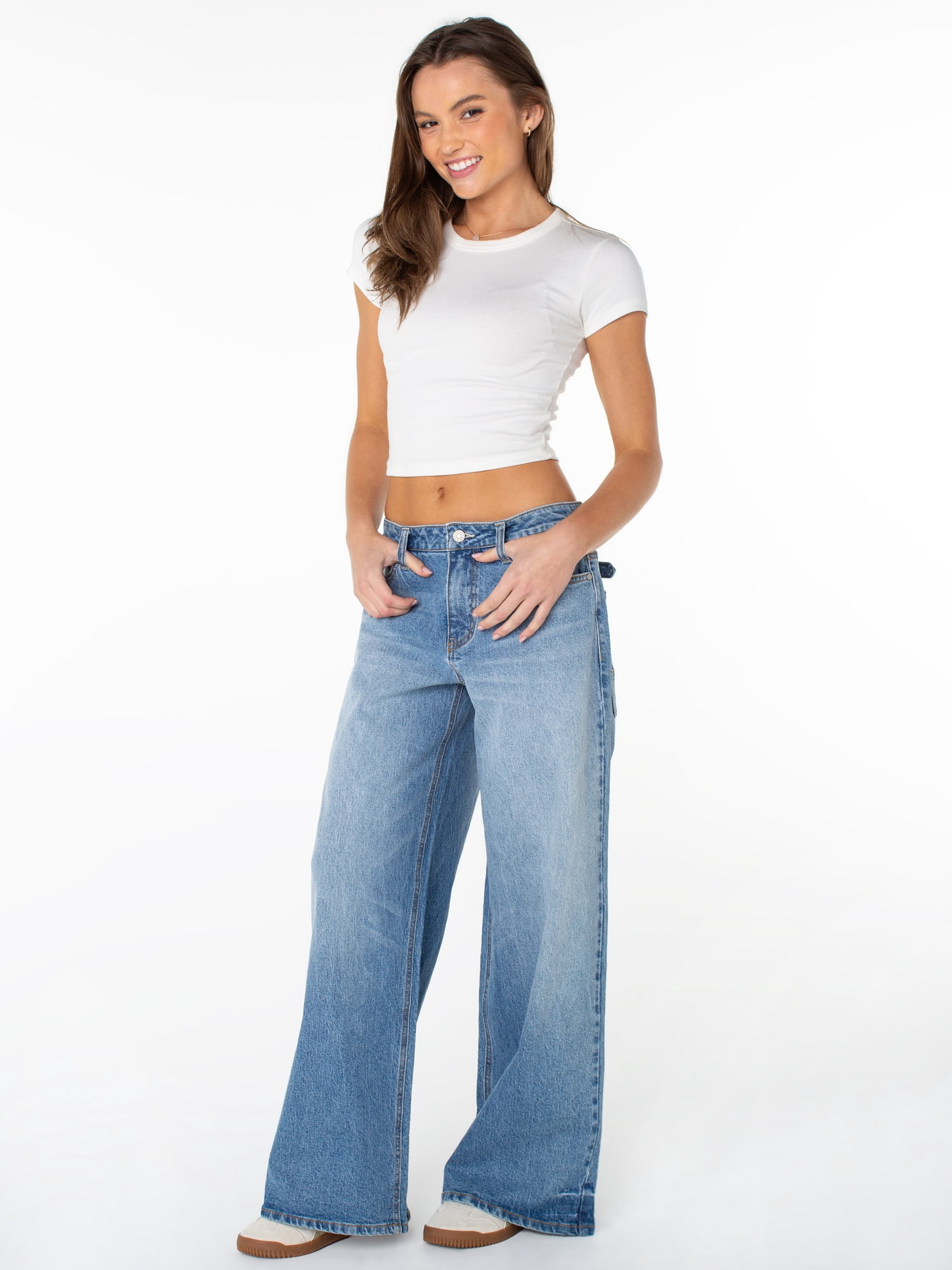 Celebrity Pink Women's and Women's Plus Slouchy Wide Leg with Back Buckle, Sizes 1-24