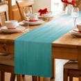 thumbnail image 5 of Teal Green Ombre Table Runner - 70 Inch Long Contemporary Gradient Abstract Art Cotton and Linen Blended Dress Scarves Farmhouse Table Runner for Kitchen Dining, Coffee Table, 13" x 70", 5 of 8