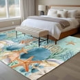thumbnail image 4 of Large Area Rugs for Living Room Bedroom, Teal Coastal 5'x8' Rug Washable Carpet Runner Indoor Outdoor, Summer Beach Starfish Shell Coral Nautical Non Slip Floor Mats Rug for Kitchen, Bathroom, 4 of 8