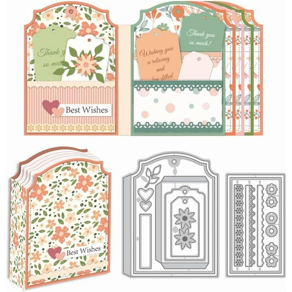 Label Loose Leaf Die Cuts for Card Making Clipbook Flower Frame Cutting Dies Carbon Steel Die Cuts Embossing Template Dies Stencils Scrapbooking for Craft Birthday Gift Decor Photo Album