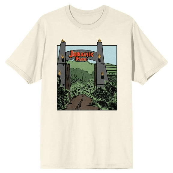 Jurassic Park Open Gate Crew Neck Short Sleeve Natural Men's T-shirt