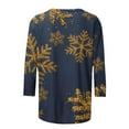 thumbnail image 4 of Lolmot 3/4 Length Sleeve Womens Tops Christmas Snowflakes Snowmen Christmas Tree Printed Loose Fit Blouse Tunic Fashion Plus Size Round Neck Shirt Tee Fall Holiday Tops, 4 of 5