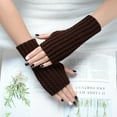 thumbnail image 2 of Jalioing Women's Winter Knit Arm Warmer Soft Warm Thumb Hole Long Fingerless Gloves Solid Color Glove Mittens, 2 of 3