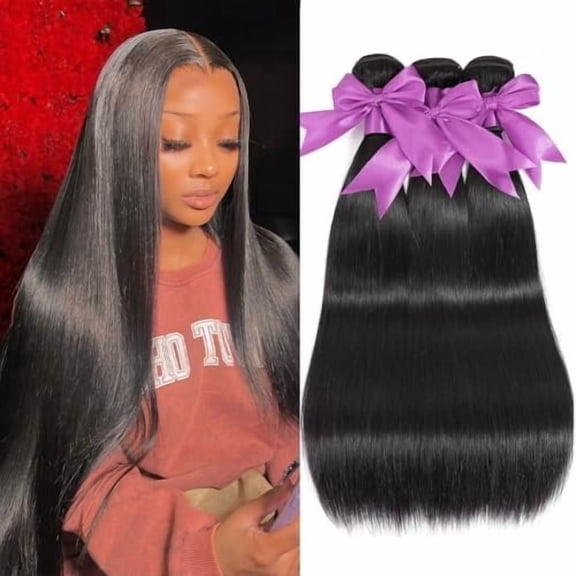 12A  Human Hair 18 20 22 Inch Straight Human Hair 3   Unprocessed Brazilian Remy Virgin Hair Extensions  Quick Weave Sew In Glossy Billion Hair   Black