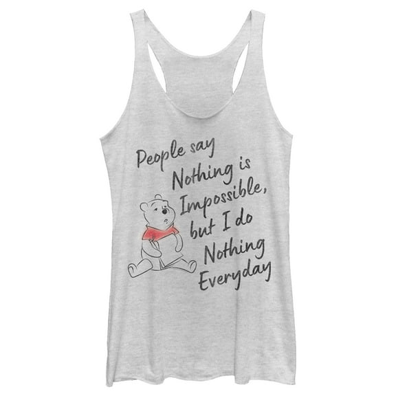 Women's Winnie the Pooh I Do Nothing Everyday Racerback Tank Top White Heather 2X Large