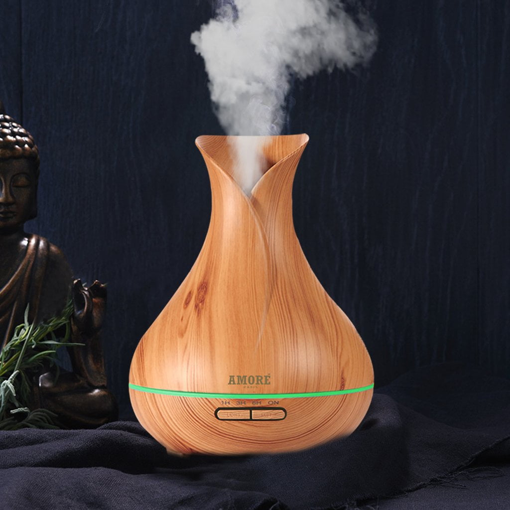 AMORE Wood Grain Ultrasonic Air Humidifier & Oil Diffuser