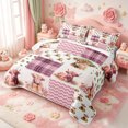thumbnail image 3 of meiyoeat Highland Cow Patchwork Pattern Quilt King,Western Cow Print King Coverlet Set For Girl,3 Pieces,1 Bedspread and 2 Pillowcases, 3 of 7