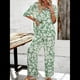 thumbnail image 5 of Conjunto de Pijama de 2 Piezas con Estampado de Verano para Mujer, Conjunto de Ropa de Dormir de Corta con Botones y Pantalones Largos. Verde M, 5 of 10