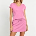 thumbnail image 5 of QATAINLAV Women's Two Piece Skirt Sets Summer Vacation Outfits Travel Tennis Golf Skorts Cap Sleeve Tops and Skirts Lounge Sets Pink XL, 5 of 7