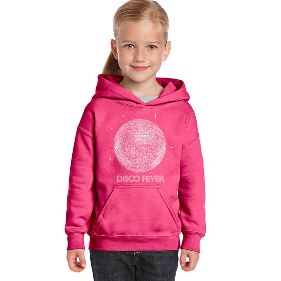 LA Pop Art Girl's Word Art Hooded Sweatshirt - Disco Ball