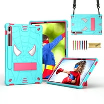 TECH CIRCLE Cute Spider Universal Case for Samsung Galaxy Tab S8 Plus / S7 FE / S7 Plus (12.4 Inch) Tablets - Heavy Duty Protection Shockproof Rugged Kids Case with Stand / Shoulder Strap, Mint Rose