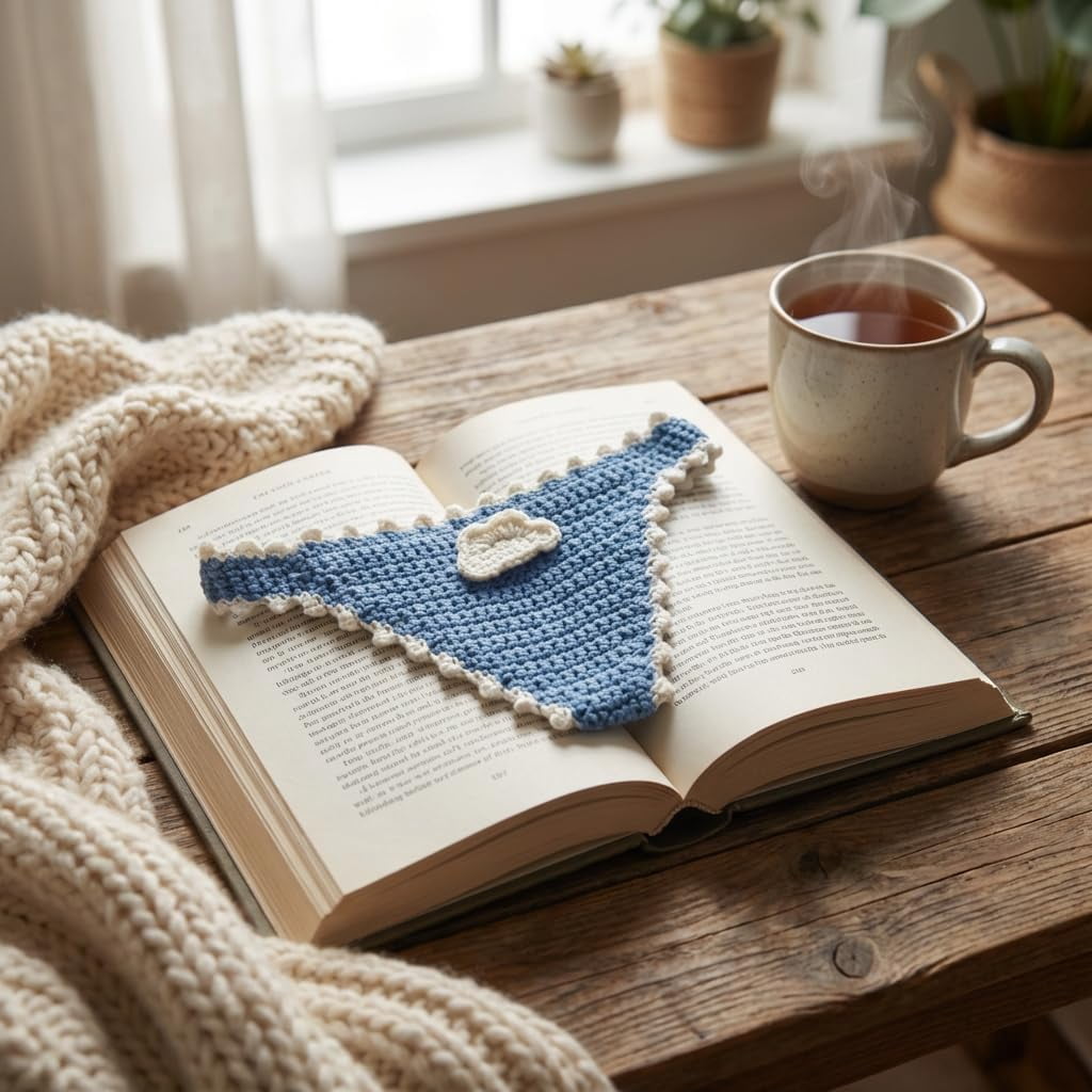 Handmade Crochet Bikini Bookmark, Funny Yarn Underwear Book Marks for Women & Men, Unique Hand Knitted String Bikini Page Separator, Quirky Gifts for Book Lovers, Students & Reading Enthusiasts