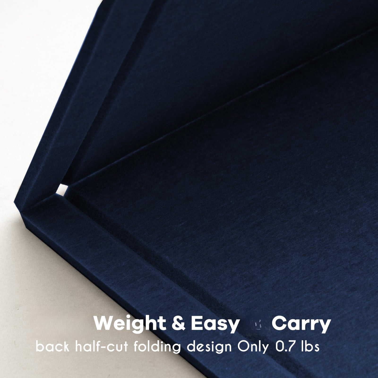 Bulletin Board  24 X 18 Inches Felt Decorative Pin Cork Alternative For Wall Foldable Photo Self-adhesive Vision With 20 Pushpins - Dark Blue