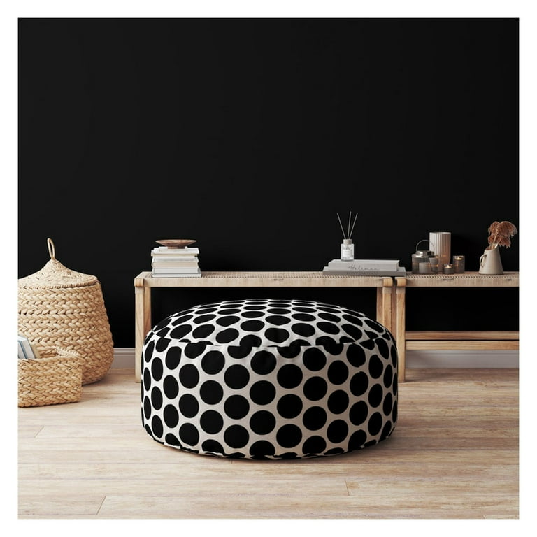 HomeRoots 518244 20 x 24 x 24 in. Black & White Cotton Round Polka
