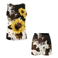 thumbnail image 5 of TSOVTHRID Brown Cow Sunflower Print Women's Pajama Sets Tank Top and Short Pants Sleepwear Sets Soft Sleeveless Lounge Set, Size S, 5 of 7