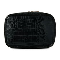 Cosmetic Bag Purse Accessory Pouch, Black Croc, by Walmart