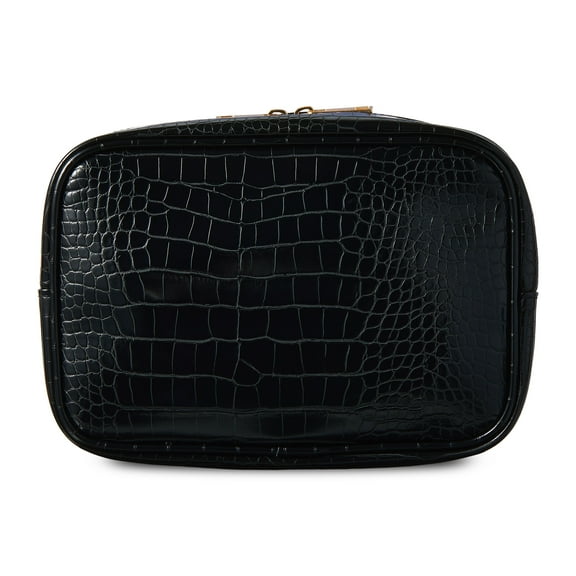 Cosmetic Bag Purse Accessory Pouch, Black Croc, by Walmart