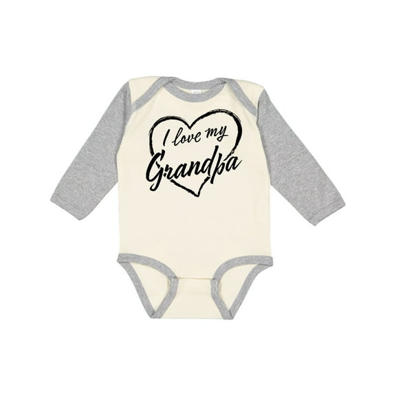 Inktastic I Love My Grandpa in Black Chalk Heart Boys or Girls Long Sleeve Baby Bodysuit