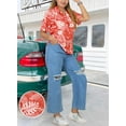 thumbnail image 4 of HAPPY BAY Button Down Shirt for Women Casual Summer Beach Party Blouse Shirt Blouses Short Sleeve Button up Dress Hawaiian Shirts Tank Top for Women S Leaves, Red, 4 of 5