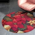 thumbnail image 4 of Christmas Poinsettia Red Flower Round Carpet Circle Rug Outdoor Patio Area Rug Washable Large Area Rugs Hallway Room Decor Fitness Mats, 4 of 8