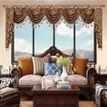 thumbnail image 2 of VOGOL Brown Damask Valance, Baroque Swag Curtains with Tassels 138x43 Inches for Bedroom, 2 of 8