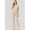 thumbnail image 3 of 2-Piece Set Sweater Knit Hoodie + Jogger Sweatpants - Heather Oatmeal, 3 of 6