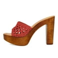 thumbnail image 2 of FSJ Women Woven Round Open Toe Sandal Platform Chunky High Heel Slip On Mule Comfortable Holiday Summer Slippers Slide Shoes Size 10 Red, 2 of 4